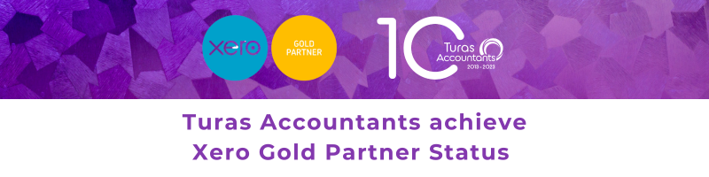 Turas Accountant achieve Xero Gold Partner Status with logo design header banner
